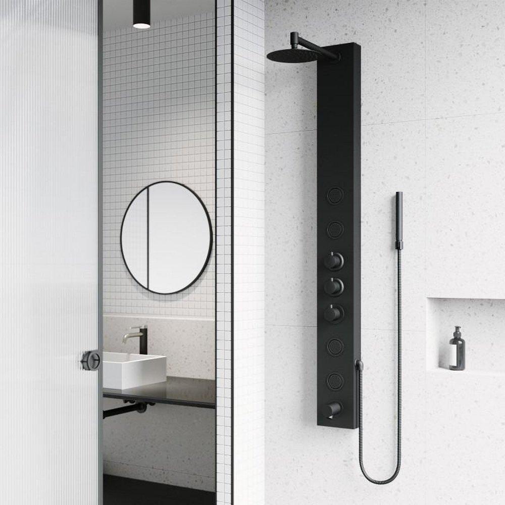 VIGO Matte Black Three Handle Single Function Shower System 