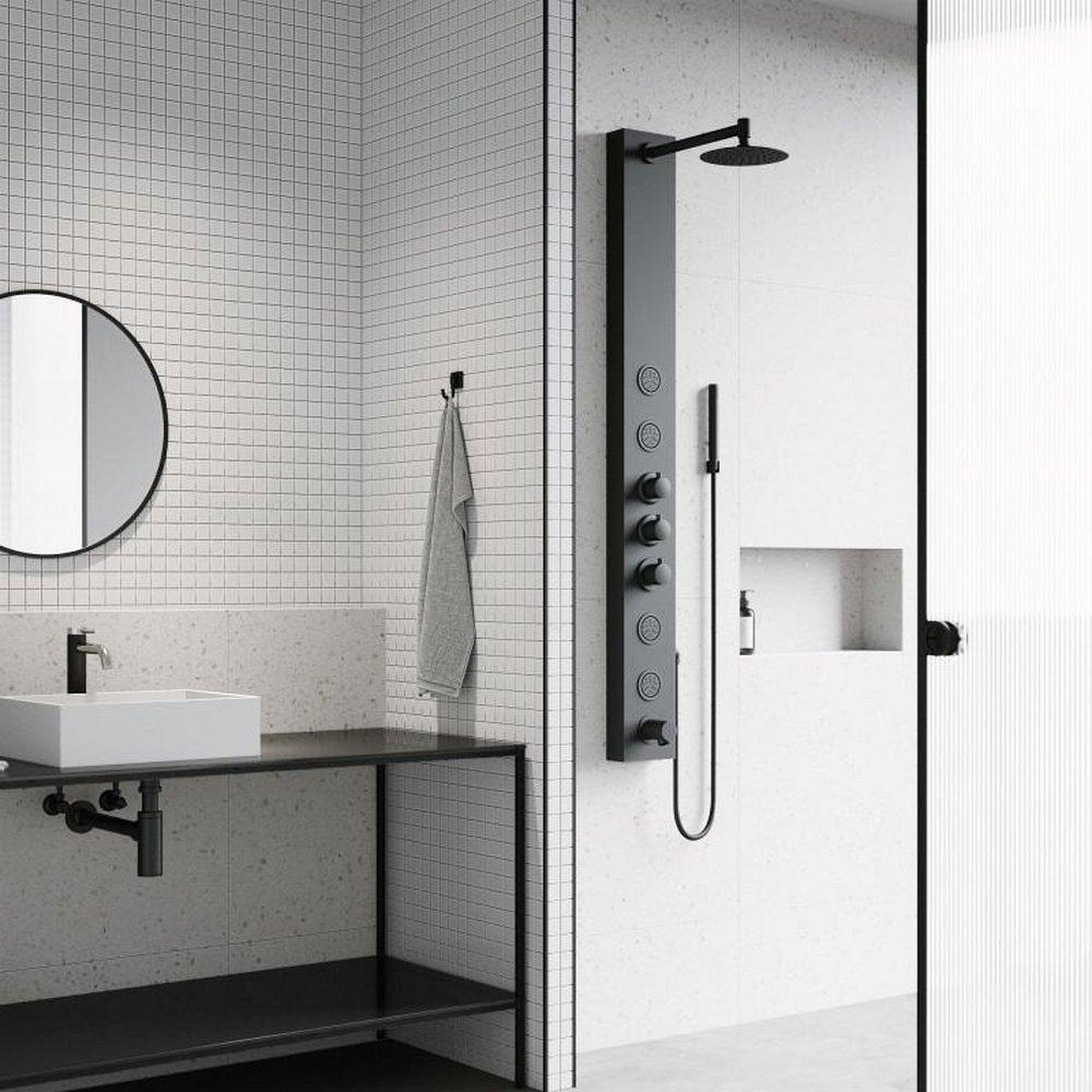 VIGO Matte Black Three Handle Single Function Shower System 