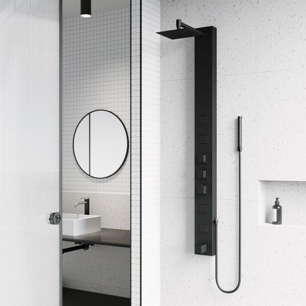 VIGO Matte Black Three Handle Single Function Shower System 