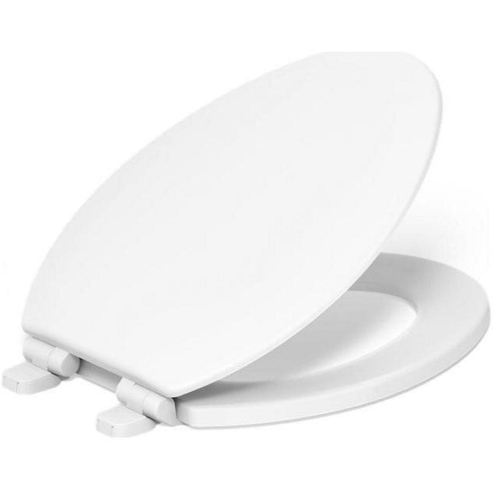 KOHLER White Elongated Wood Toilet Seat 