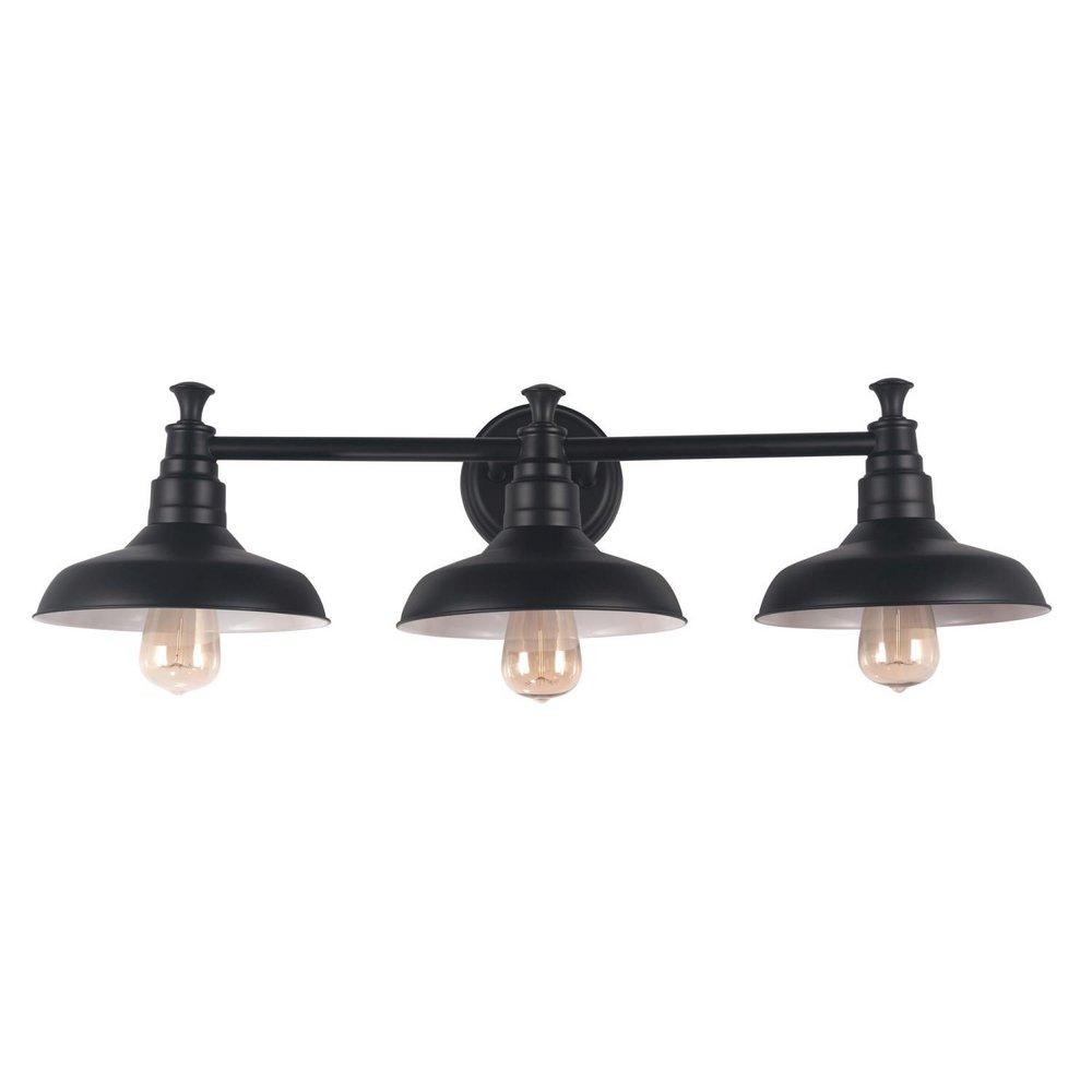 Design House Matte Black 180W 3-Light Medium E-26 Vanity Fixture 
