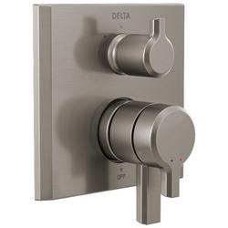 Three Handle Pressure Balancing Valve Trim with Integrated Diverter in Lumicoat&reg; Stainless