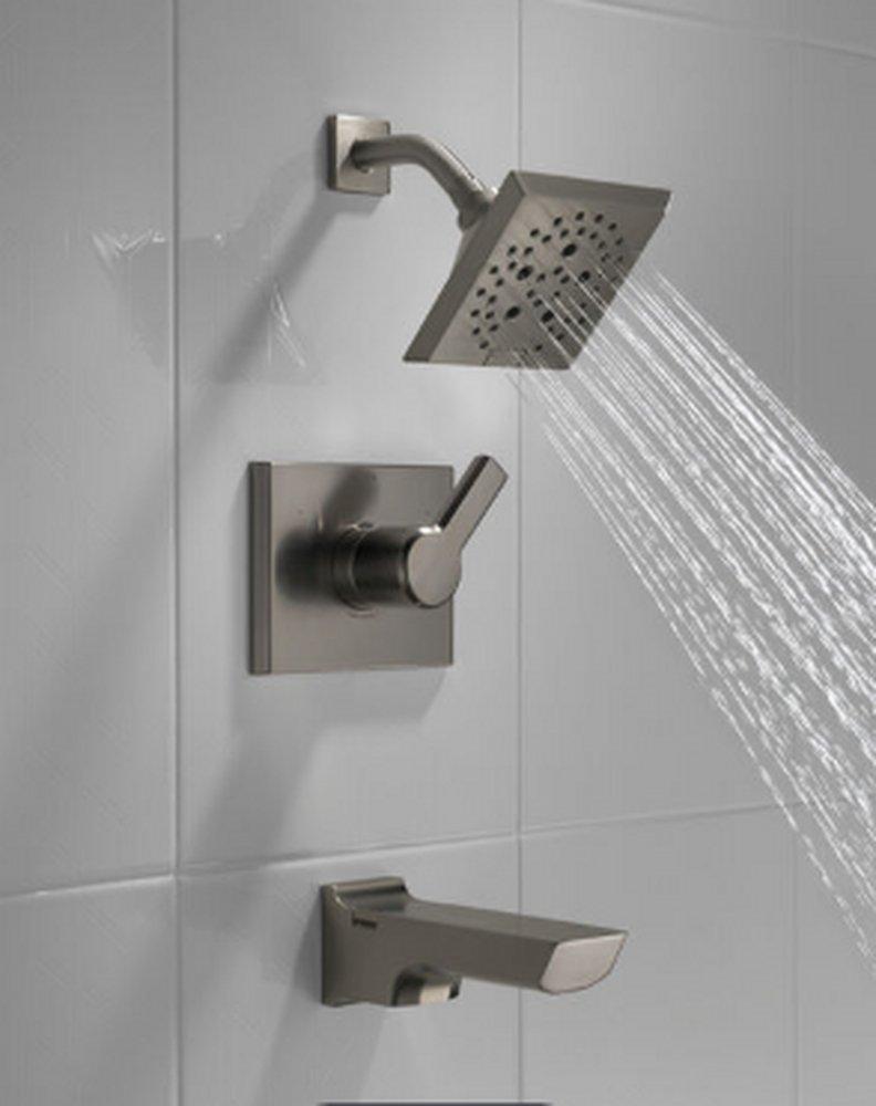 Delta Faucet Lumicoat Black Stainless Single Handle Multi Function Bathtub & Shower Faucet (Trim Only) 