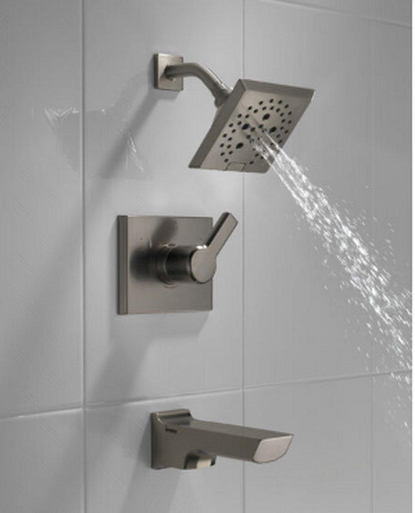 Delta Faucet Lumicoat Black Stainless Single Handle Multi Function Bathtub & Shower Faucet (Trim Only) 