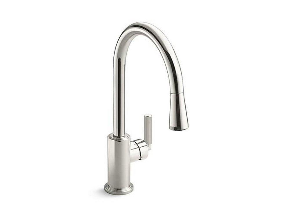 Single Handle Pull Down Kitchen Faucet in Nickel Silver 