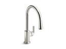 Single Handle Pull Down Kitchen Faucet in Nickel Silver 