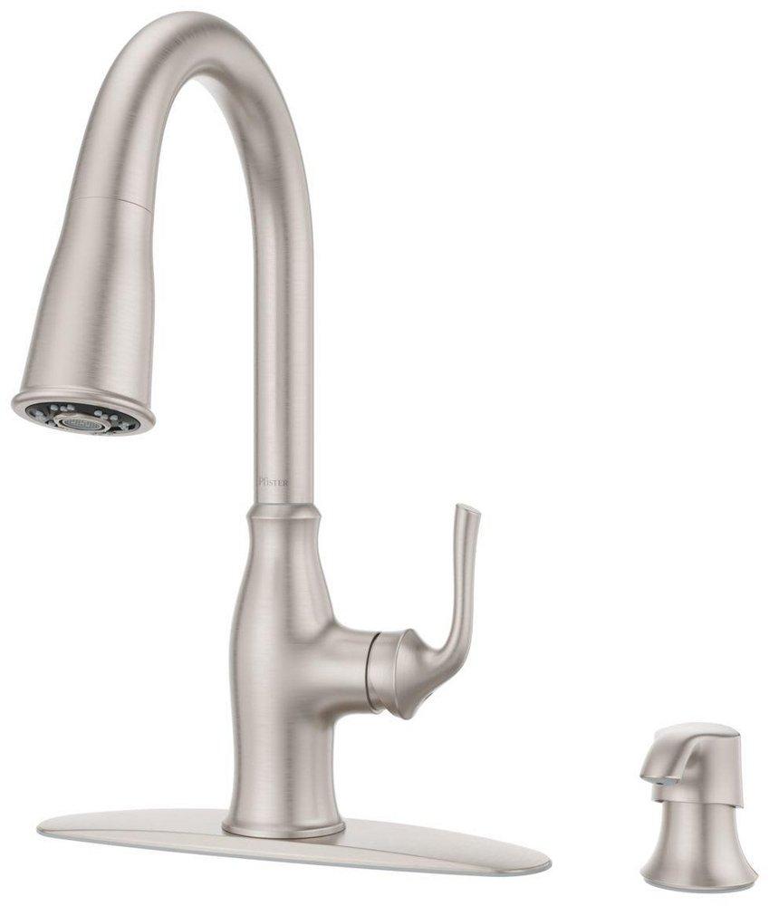 Pfister Spot Defense Stainless Steel Single Handle Pull Down Kitchen Faucet 