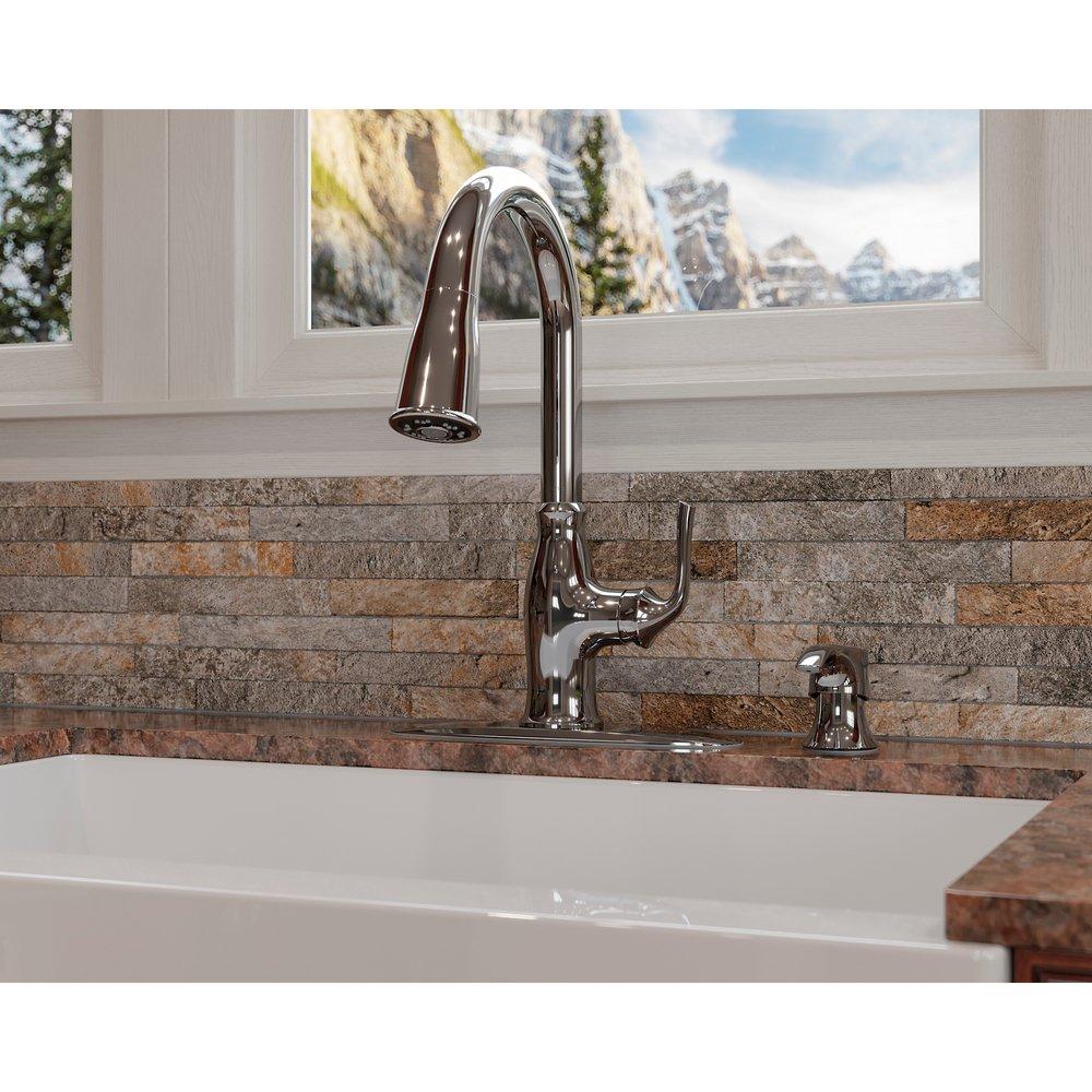 Pfister Spot Defense Stainless Steel Single Handle Pull Down Kitchen Faucet 