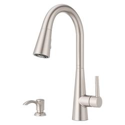 Single Handle Pull Down Kitchen Faucet in Brushed Gold