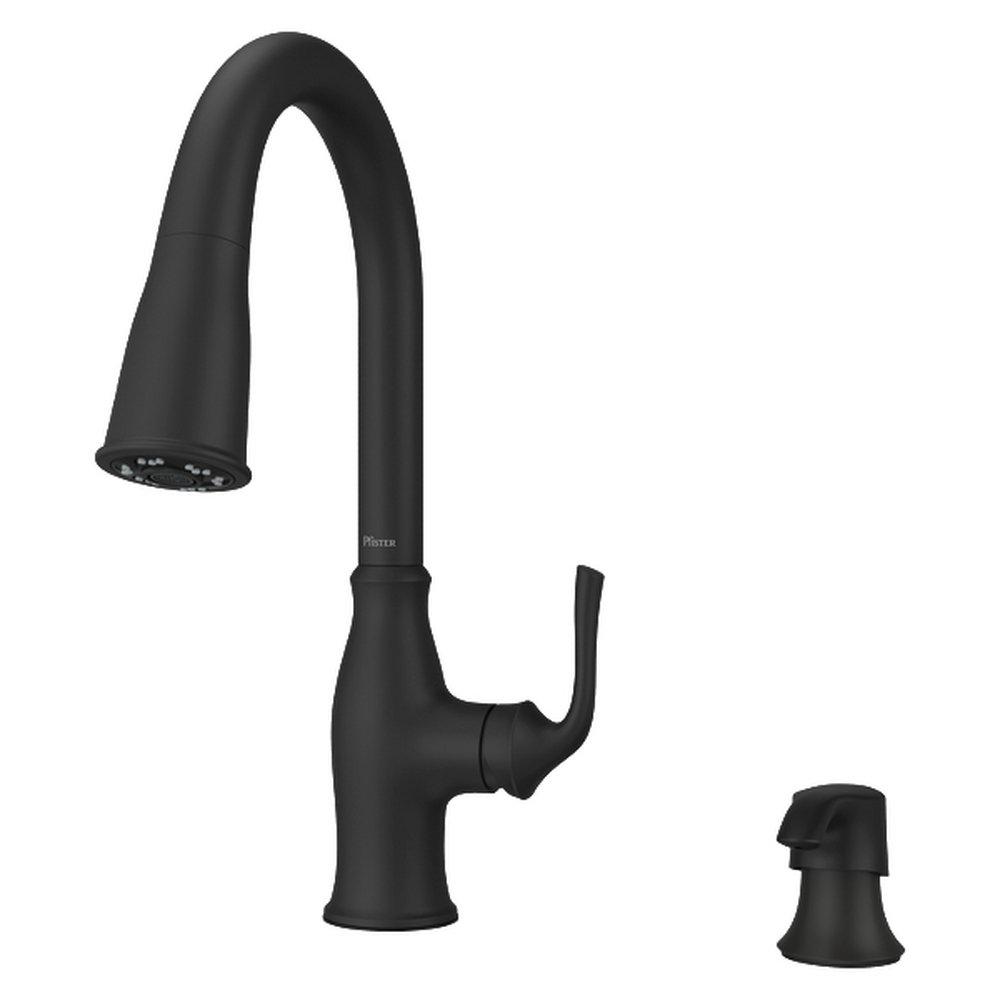 Pfister Matte Black Single Handle Pull Down Kitchen Faucet 