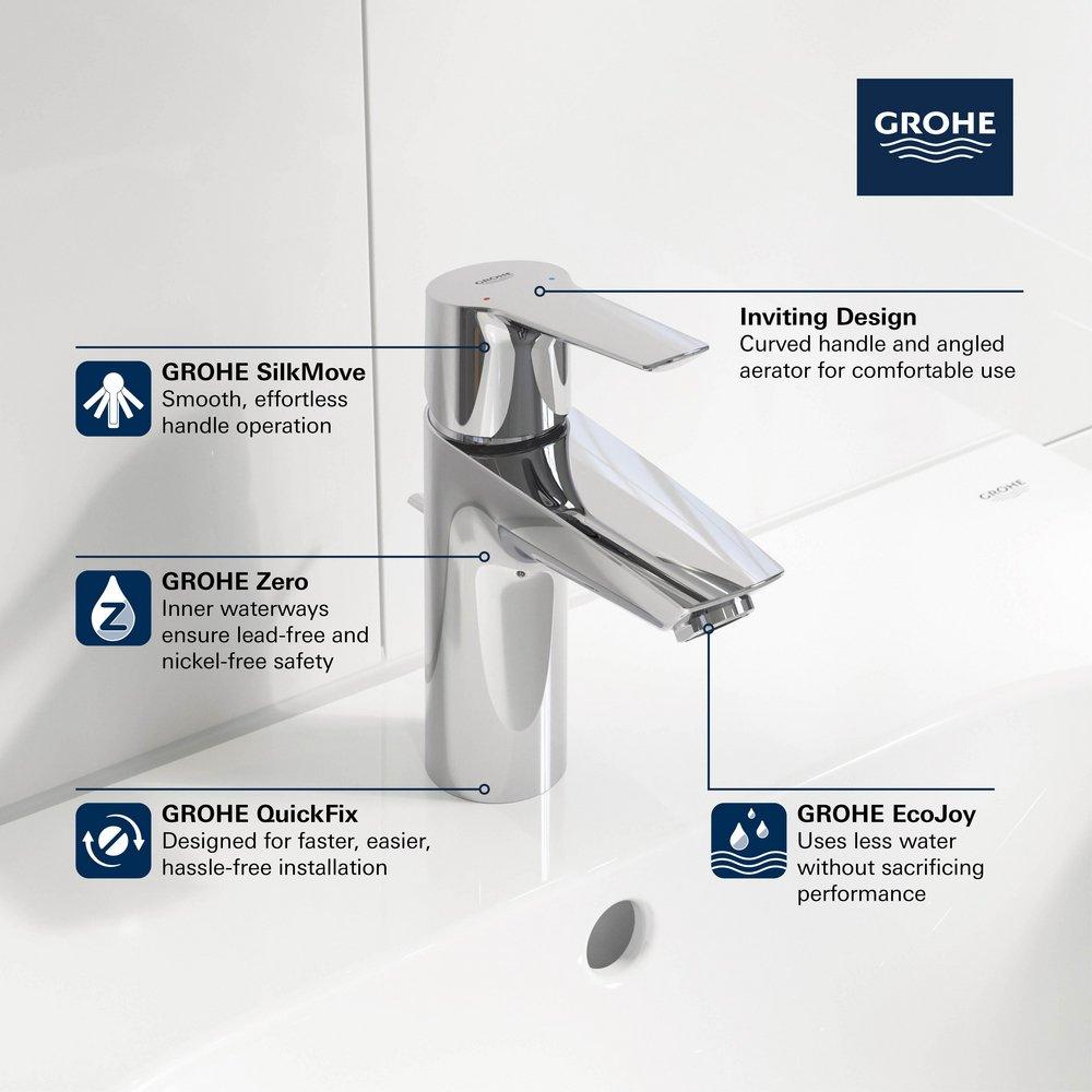 Single Handle Monoblock Bathroom Sink Faucet in StarLight&reg; Chrome 
