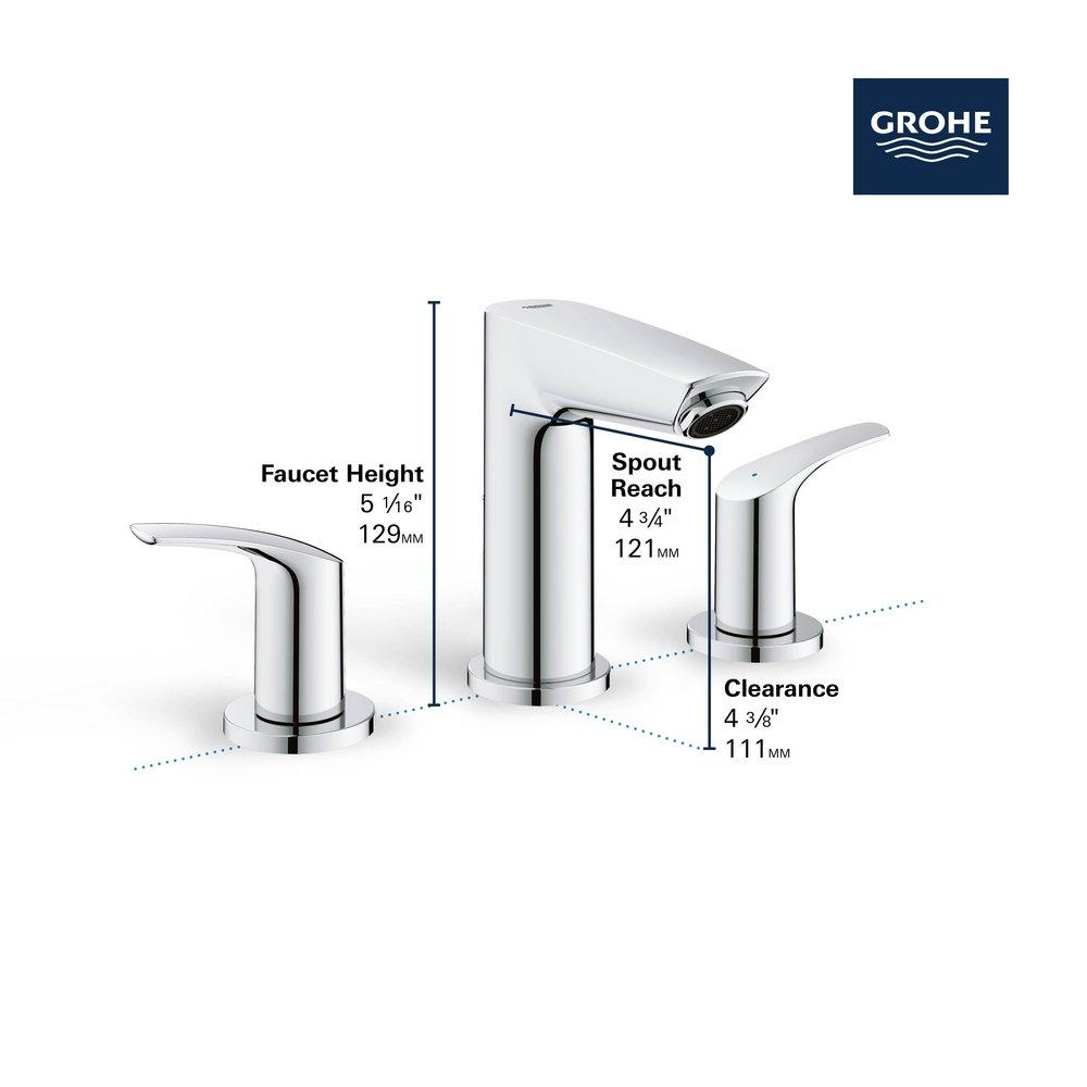 GROHE StarLight Chrome Two Handle Widespread Bathroom Sink Faucet 