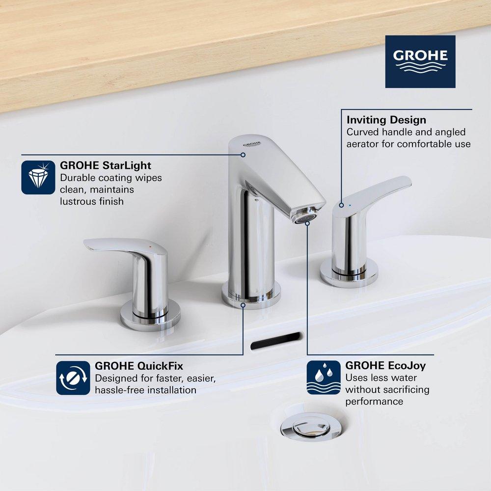 GROHE StarLight Chrome Two Handle Widespread Bathroom Sink Faucet 