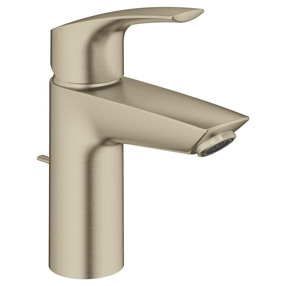 Single Handle Monoblock Bathroom Sink Faucet in Brushed Nickel 