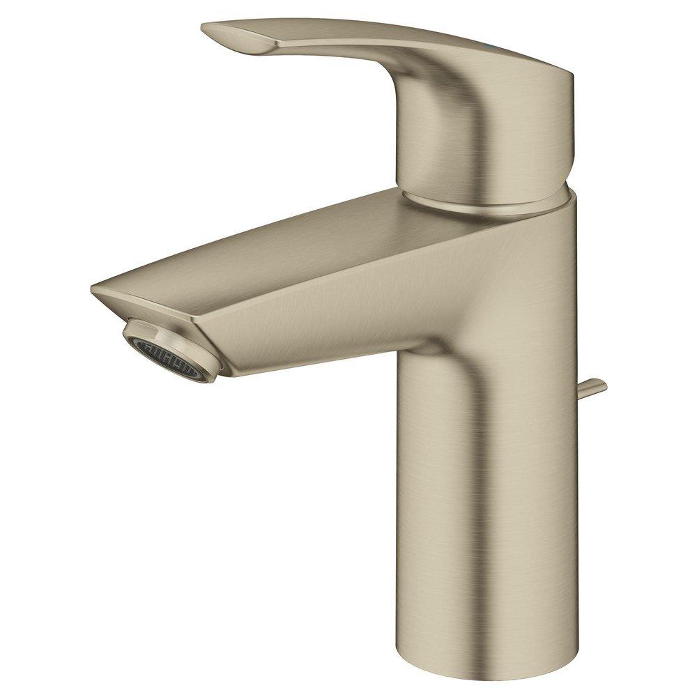 Single Handle Monoblock Bathroom Sink Faucet in Brushed Nickel 