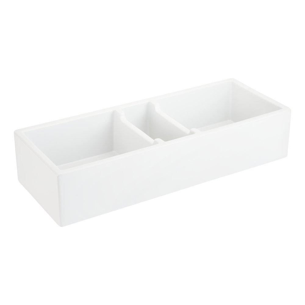 Signature Hardware White 32-7/8 x 19-5/16 in. No Hole Fireclay 1 Bowl Farmhouse and Apron Front Kitchen Sink 