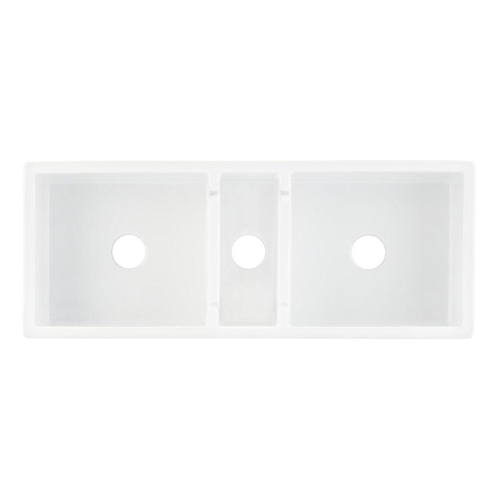 Signature Hardware White 32-7/8 x 19-5/16 in. No Hole Fireclay 1 Bowl Farmhouse and Apron Front Kitchen Sink 