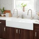 Signature Hardware White 32-7/8 x 19-5/16 in. No Hole Fireclay 1 Bowl Farmhouse and Apron Front Kitchen Sink 