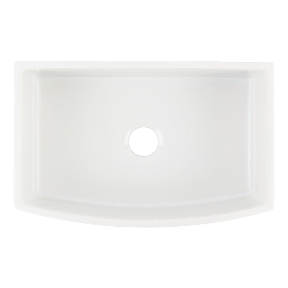 Signature Hardware White 47-1/4 x 18-1/2 in. No Hole Fireclay 3 Bowl Farmhouse and Apron Front Kitchen Sink 