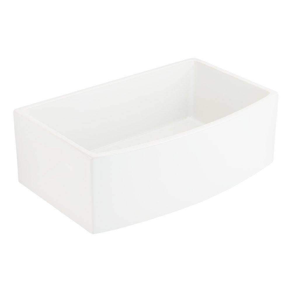 Signature Hardware White 47-1/4 x 18-1/2 in. No Hole Fireclay 3 Bowl Farmhouse and Apron Front Kitchen Sink 