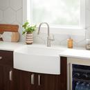 Signature Hardware White 47-1/4 x 18-1/2 in. No Hole Fireclay 3 Bowl Farmhouse and Apron Front Kitchen Sink 