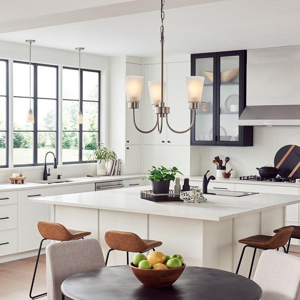 Kichler Lighting Brushed Nickel 18-1/2 x 18 in. 60W 1-Tier 3-Light Incandescent Chandelier 