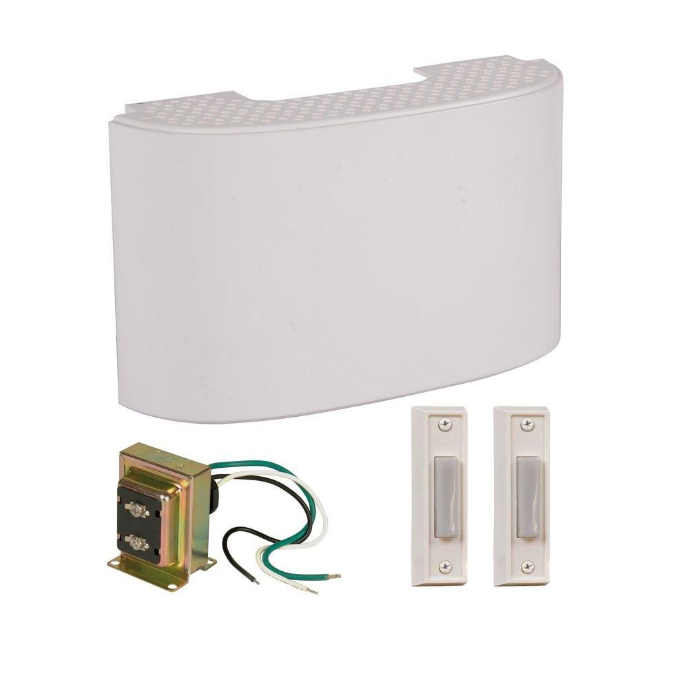 White Chime Kit with 2 Doorbell Buttons & Transformer 