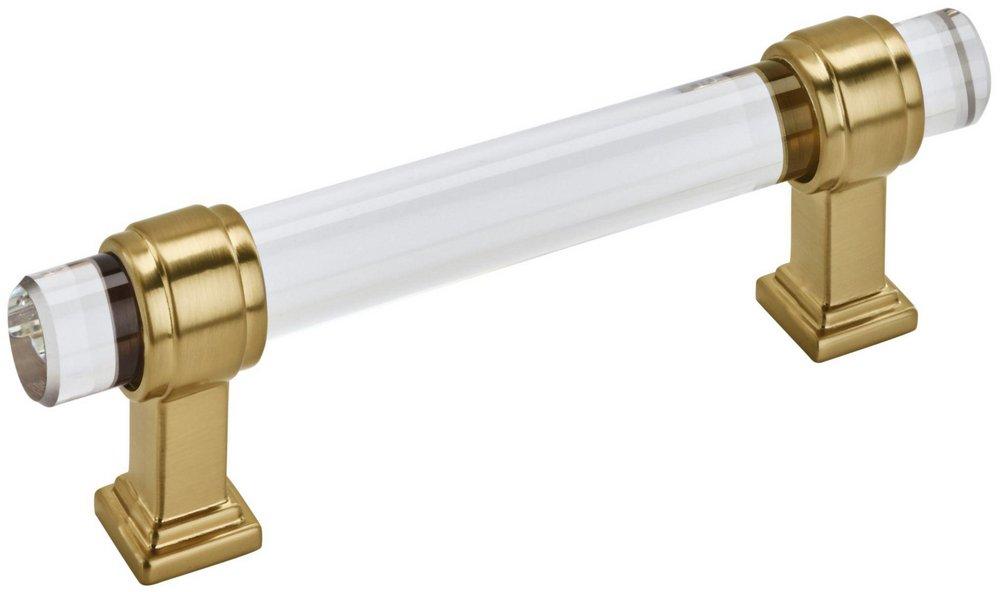 GLACIO 3-3/4 IN 96 MM CENTER-TO-CENTER CLEAR/CHAMPAGNE BRONZE CABINET PULL 