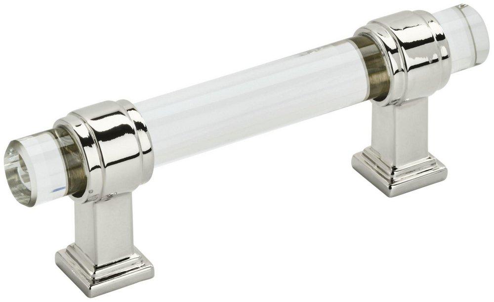 GLACIO 3 IN 76 MM CENTER-TO-CENTER CLEAR/POLISHED NICKEL CABINET PULL 