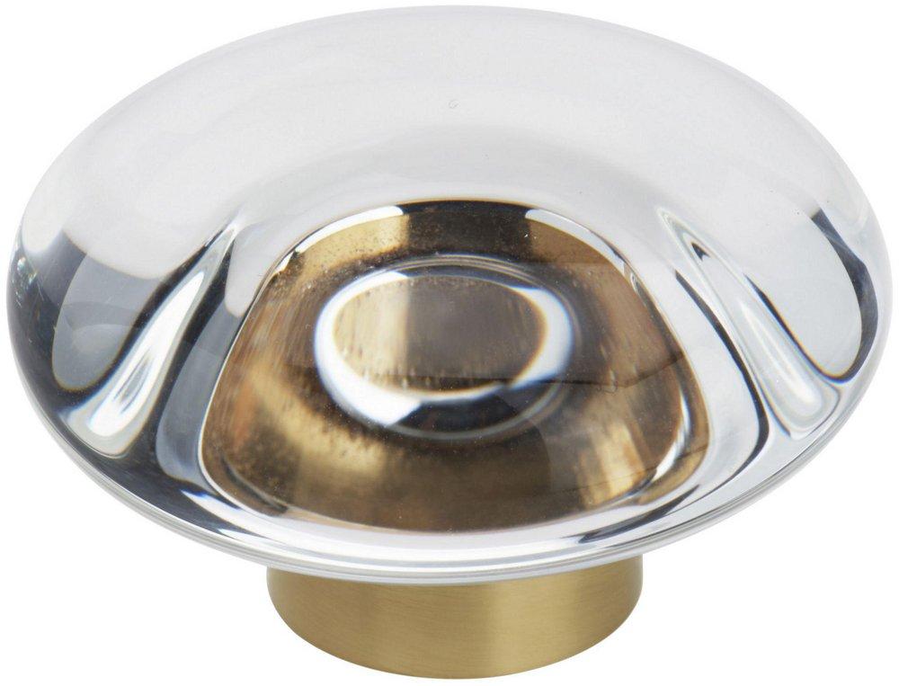 GLACIO 1-3/4 IN 44 MM DIAMETER CLEAR/CHAMPAGNE BRONZE CABINET KNOB 