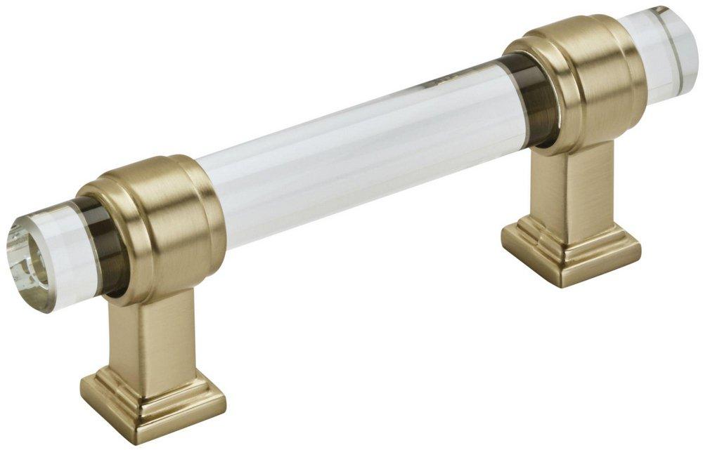 GLACIO 3 IN 76 MM CENTER-TO-CENTER CLEAR/GOLDEN CHAMPAGNE CABINET PULL 