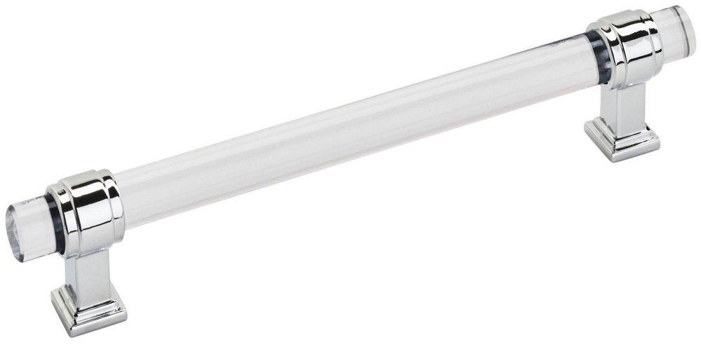 GLACIO 6-5/16 IN 160 MM CENTER-TO-CENTER CLEAR/POLISHED CHROME CABINET PULL 