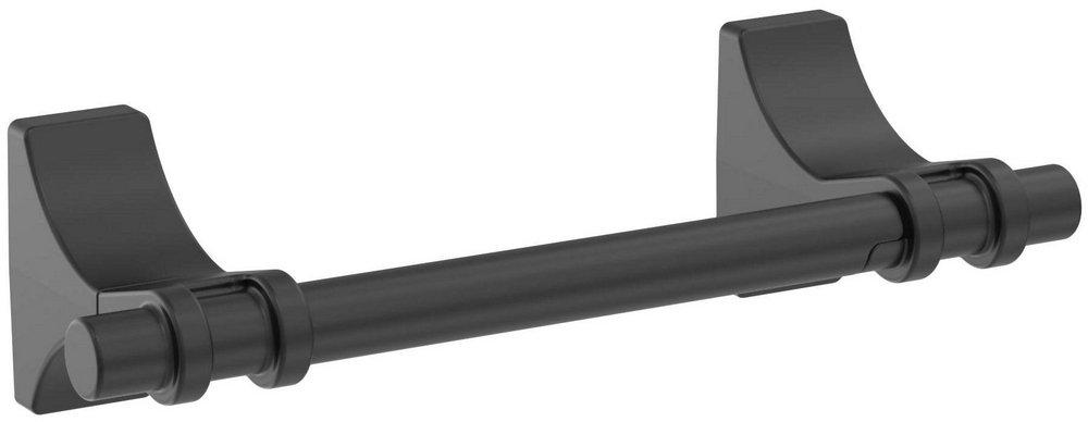 DAVENPORT MATTE BLACK TRANSITIONAL PIVOTING DOUBLE POST TOILET PAPER HOLDER 