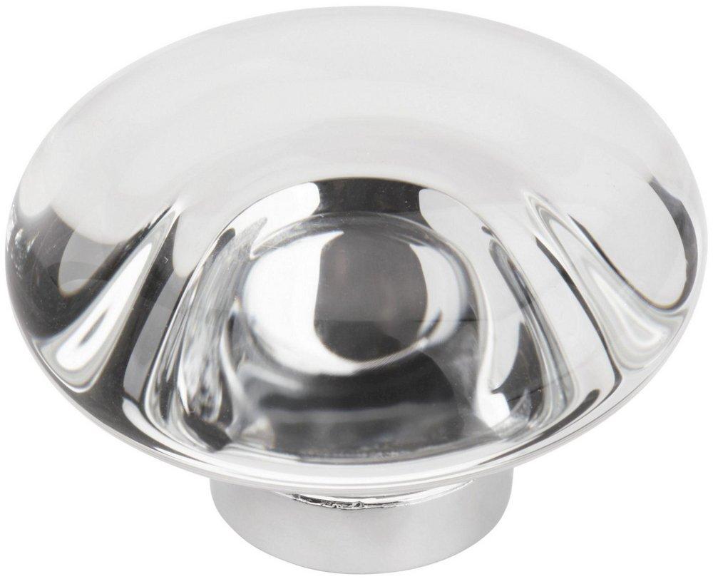 GLACIO 1-3/4 IN 44 MM DIAMETER CLEAR/POLISHED CHROME CABINET KNOB 