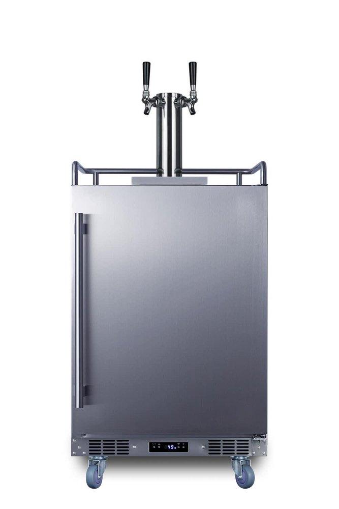 BUILT-IN UNDERCOUNTER OUTDOOR DOUBLE TAP BEER KEGERATOR IN COMPLETE STAINLESS STEEL 