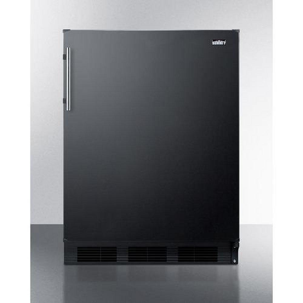 ADA COMPLIANT BUILT-IN UNDERCOUNTER REFRIGERATOR-FREEZER FOR RESIDENTIAL USE CYCLE DEFROST WITH DELUXE INTERIOR AND BLACK EXTERIOR FINISH 