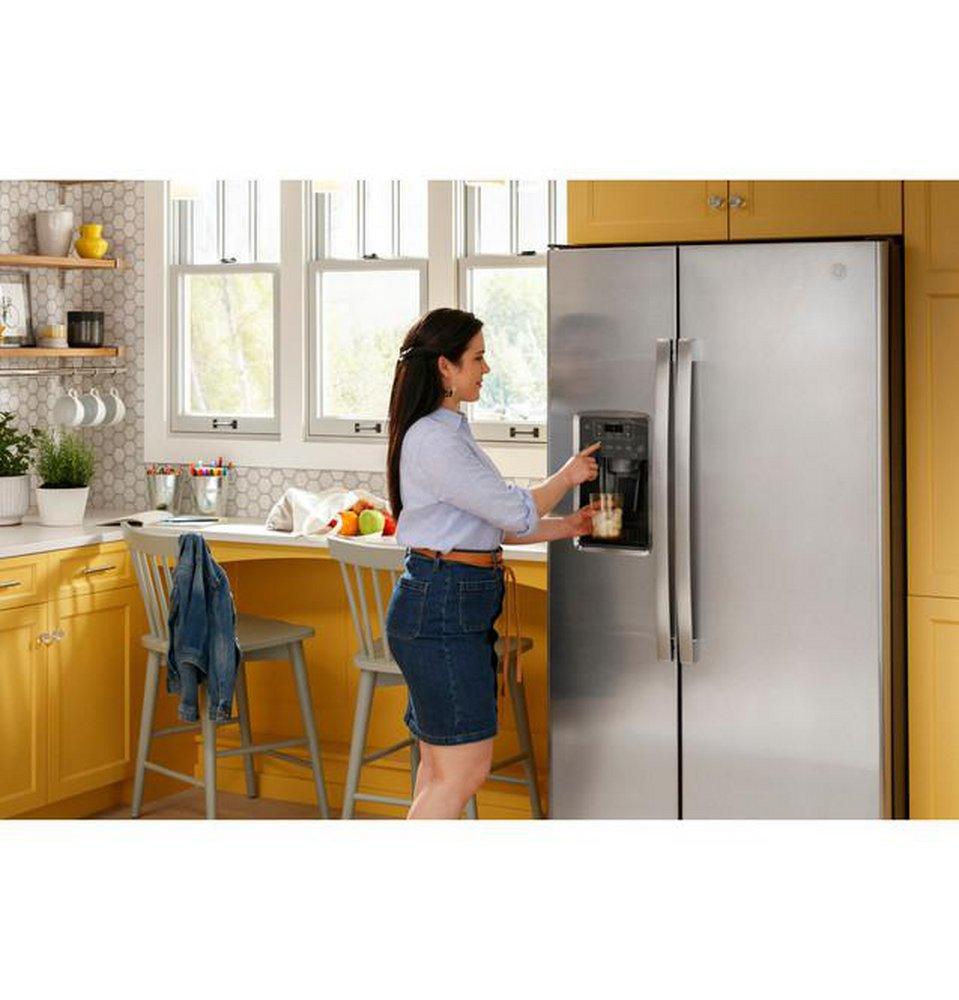 GE® Fingerprint Resistant Stainless Steel 23.00 cu. ft. Side-By-Side Refrigerator 