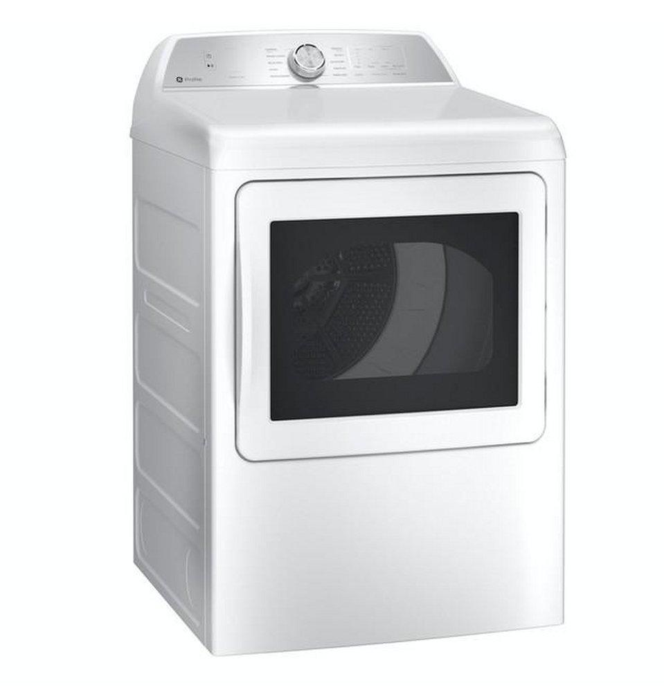 GE Profile&trade; White 7.4 cu. ft. 27 x 31 in. 208/240V Gas Dryer 