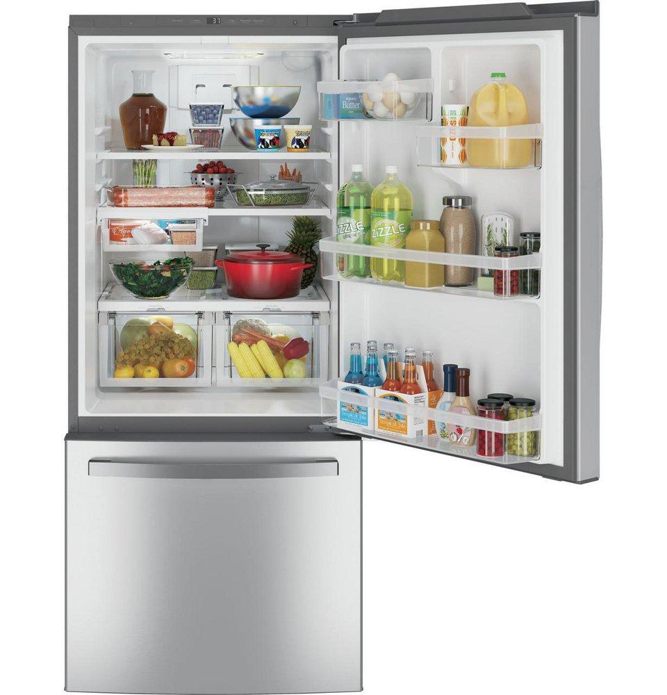 GE&reg; Fingerprint Resistant Stainless Steel 29-3/4 in. 21 cu. ft. Bottom Mount Freezer and Built-in Refrigerator 