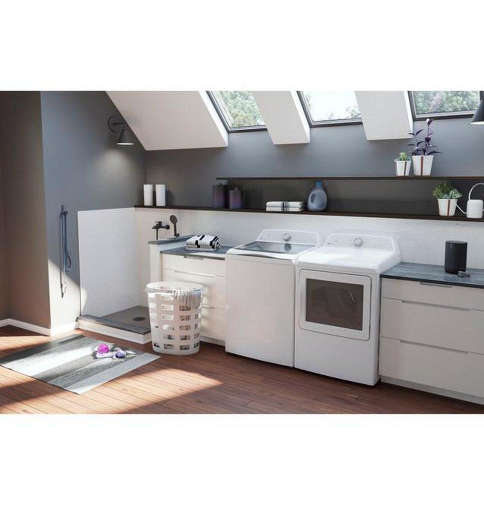 GE Profile&trade; White on White 27-7/8 x 58-1/4 x 28-3/16 in. 10A 4.9 cu. ft. 12 Setting Electric Top Load Washer 