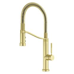 Single Handle Pull Down Kitchen Faucet in Brushed Gold