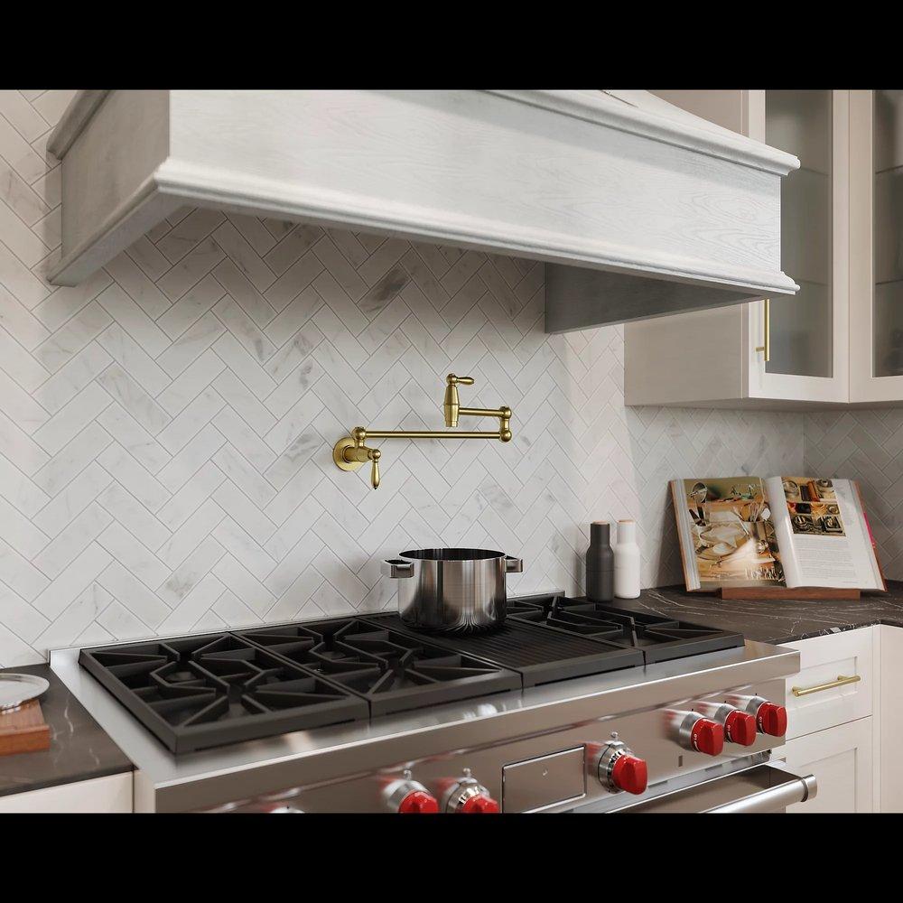 Pfister Brushed Gold Wall Mount Pot Filler 