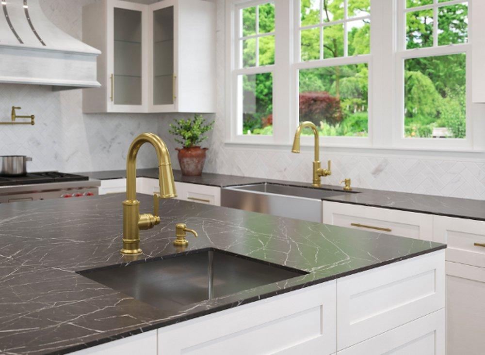 Pfister Brushed Gold 13-1/16 in. 16 oz. Kitchen Soap Dispenser 