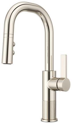 Single Handle Pull Down Bar Faucet in Polished Nickel