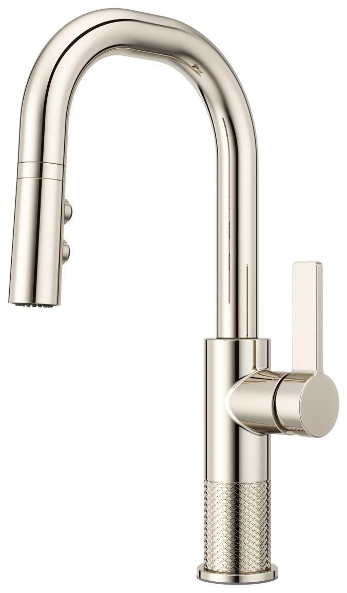 Single Handle Pull Down Bar Faucet in Polished Nickel 