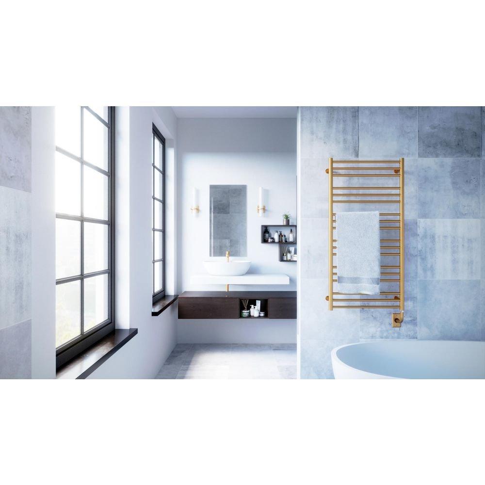 Tuzio&reg; PVD Brushed Gold 23-1/2 x 31 in. Wall Mount Towel Warmer 