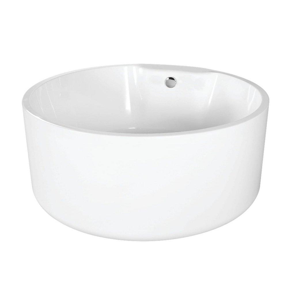AQUA EDEN VTRO535323 53 ROUND ACRYLIC FREESTANDING TUB WITH DRAIN GLOSSY WHITE 