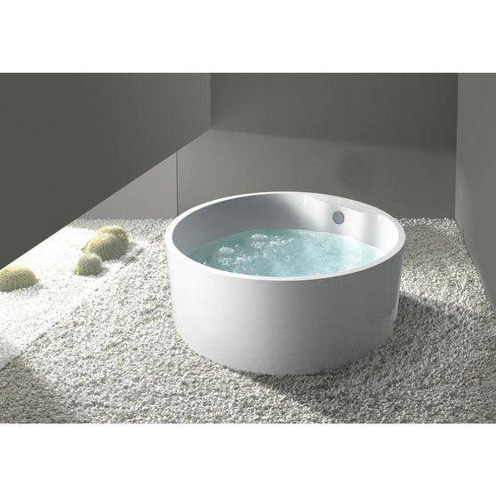 AQUA EDEN VTRO535323 53 ROUND ACRYLIC FREESTANDING TUB WITH DRAIN GLOSSY WHITE 
