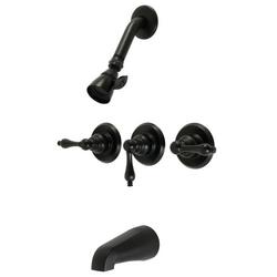Three Handle Single Function Bathtub & Shower Faucet in Matte Black (Trim Only)