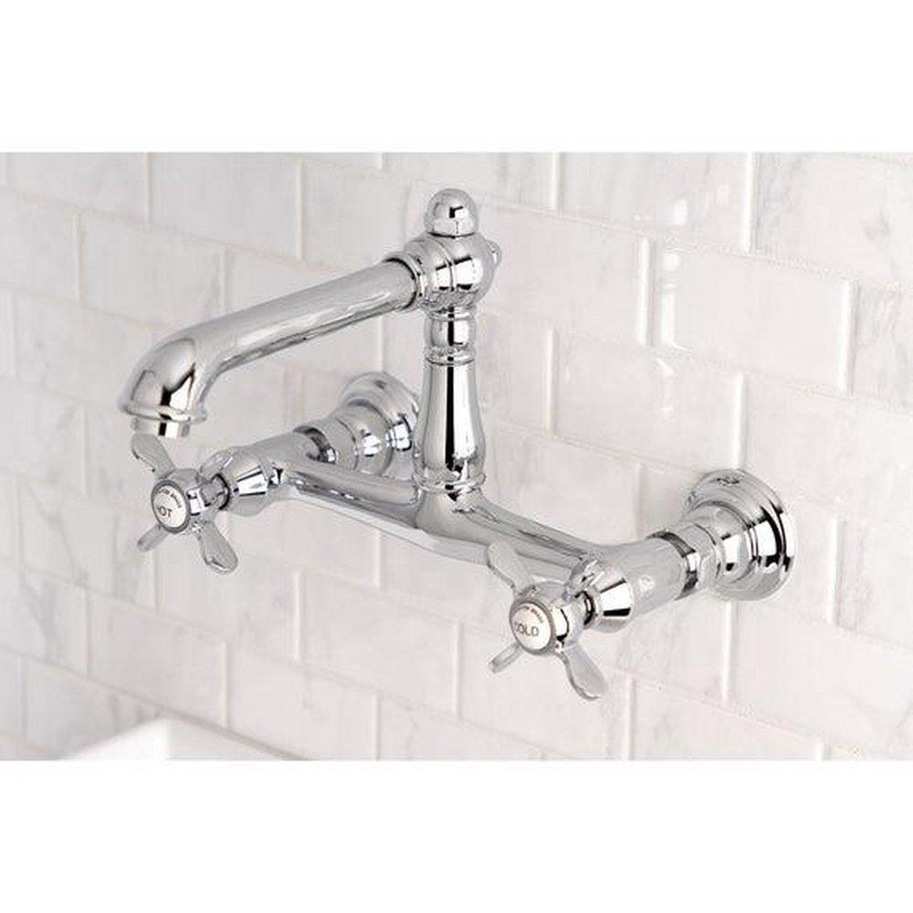 KINGSTON BRASS KS7241BEX ESSEX WALL MOUNT BATHROOM FAUCET POLISHED CHROME 